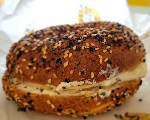 His everything bagel with chive schmear