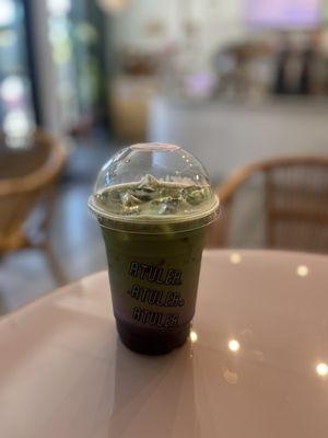 iced ube matcha latte