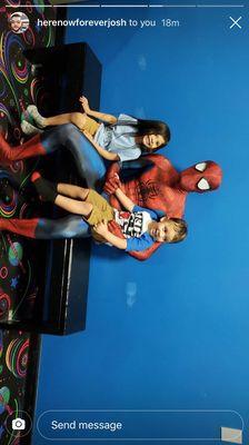 Spiderman at jumping world with Calvin & Jake