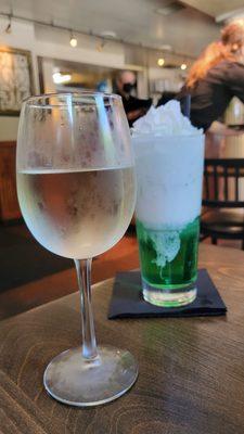 House white and Boozy Italian Soda (Kiwi)