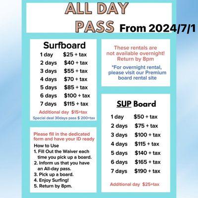 Allday pass menu