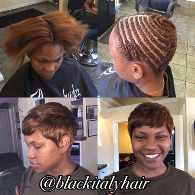 Pixie Cut Sew In with Custom Color