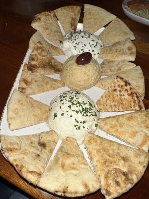 Trio of Spreads with Pita Chips