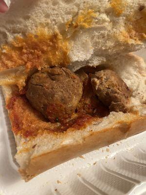 Dry meatball sub