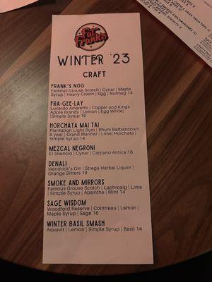 Winter menu