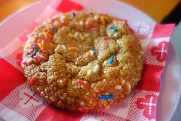 Unicorn Treat – Salty Brown Butter Cookie Covered in Rainbow Sprinkles and Gold Glitter Blingkles @endoedibles on Instagram for more