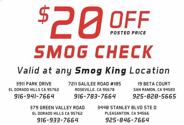 10/17/2018:  DOH!!!!  I forgot showing Sarah my YELP'S Smog King Coupon-RATS!!!!!