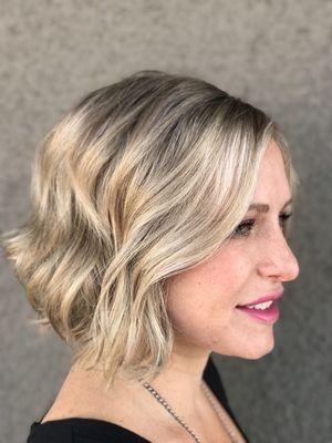 Highlights with root smudge by Jude