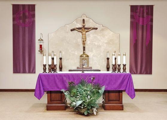 View of the altar and tabernacle.