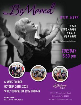 BeMoved with Myra -dance fitness class at The Ballroom Club