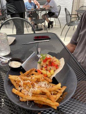 Shrimp Taco with Truffle Fries   Delicious!!