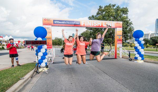 finish line signage for the Austin Heart Walk