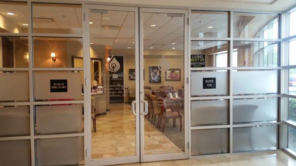 Doors leading to the very spacious waiting area.