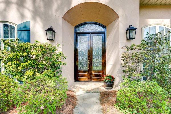 Beveled Glass Door with Transom