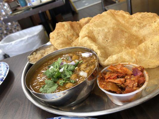 Puri Chana with Halwa and Achar