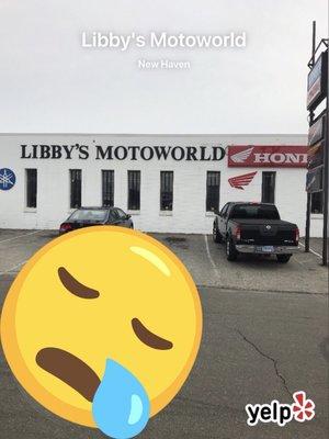 Photobomber is sad that my Honda CB1100 needs a new battery... but happy that Libby's has one on hand!