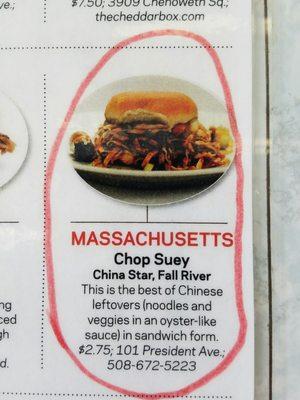 Food Network Magazine featured the Chow Mein Sandwich.