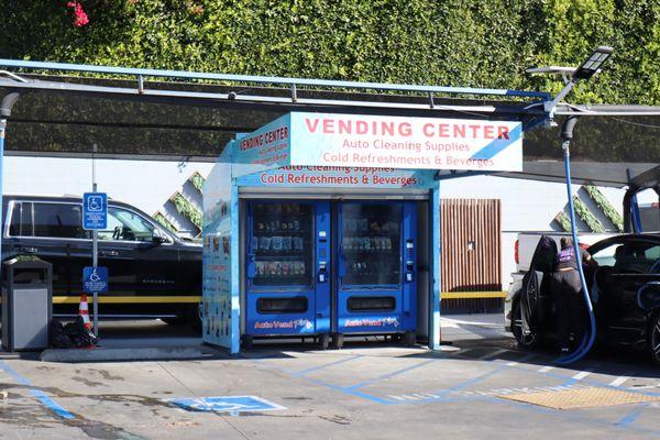 Our vending machine is always stocked up with amenities you need for your car