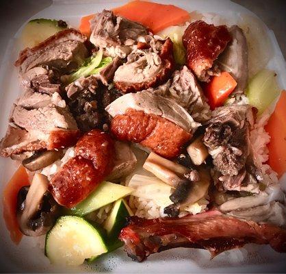 Roast Duck With Vegetable Over Rice