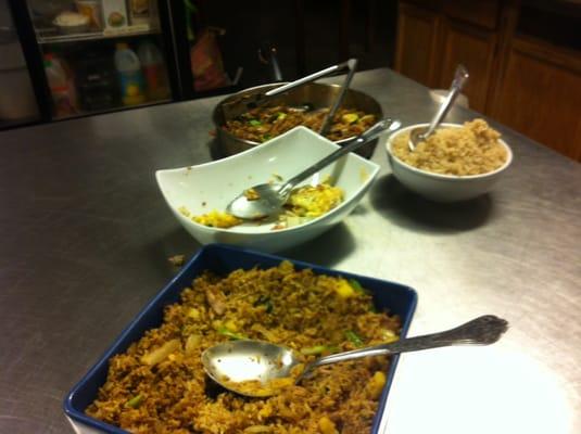 Pad Sea Ew, Curry Fried Rice, Thai Omelet and rice from a cooking class on 5/8/12