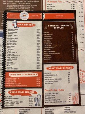 Partial of drink menu.