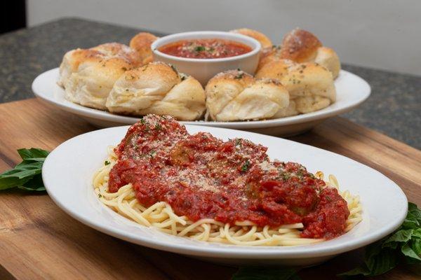 Order a delicious plate of spaghetti and meatballs. Or order from our new family meal deals!