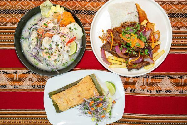 Ceviche Mixto, Tamal y Lomo Saltado!