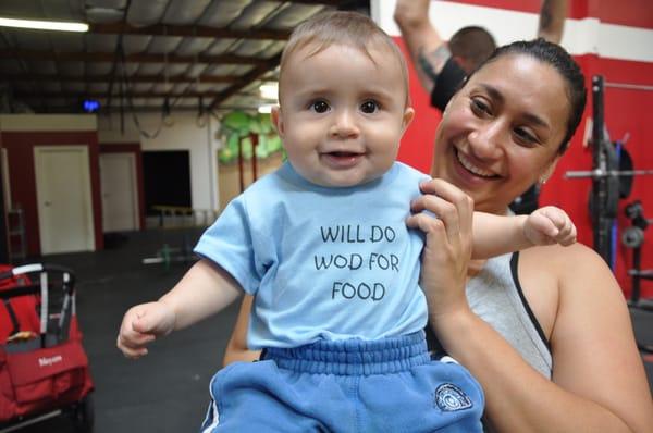 Babies and kids are fine at the gym as long as they are being attended to.