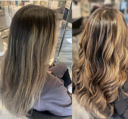 Balayage touch up , warmer tones- Done by Vladana