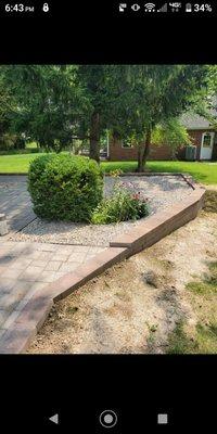 Retaining wall with patio