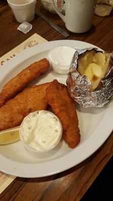 Pub style fish and baked potato.