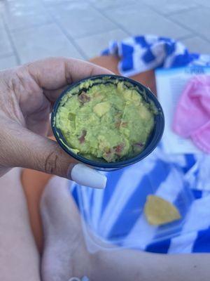 This is how much guac comes with the chips and guac lol