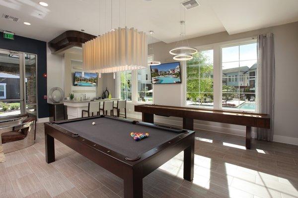 Game Room with Billiards and Shuffle Board