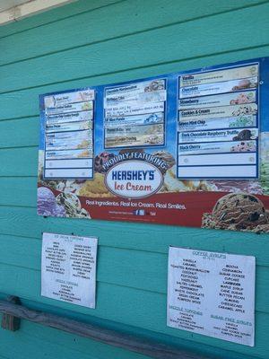 Ice cream menu