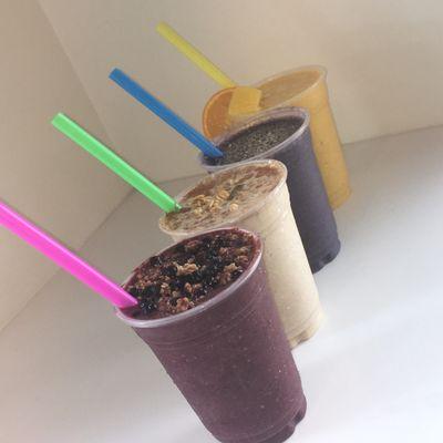 New Smoothies coming next week Açaí Berry Crunch, Cinnamon Roll, The Hulk, & Tropical Tumeric