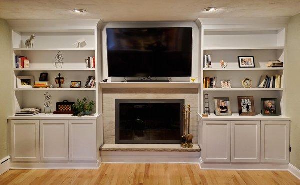 Built-in bookshelves