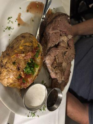 18oz prime rib with loaded baked potato