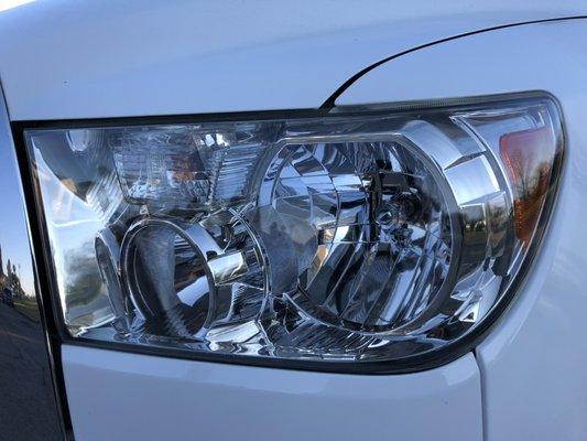 After our Headlight Restoration Service, these headlight have a 1 Year Warranty