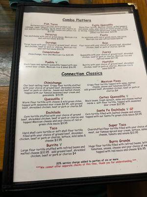 Picture of menu