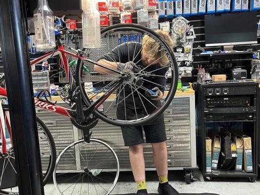 Oliver the mechanic at pro cyclery