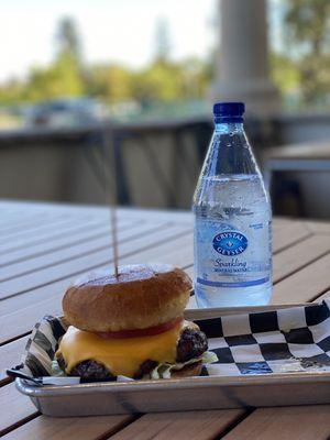 100% Sonoma County Grass fed Angus Cheese SuperBurger on a Gluten Free bun - delicious  !