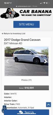 A used minivan in great condition at an incredible price. Free Carfax on all used cars.