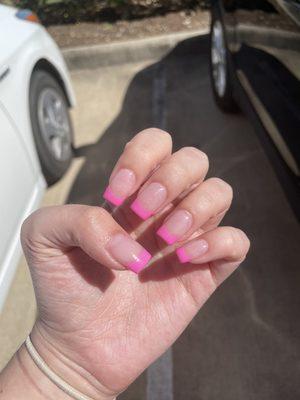 Pink French tip nails