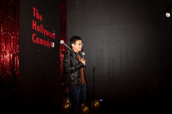 Comedian Joe Wong performing at The Hollywood Comedy