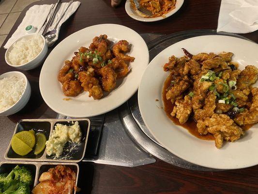 Chili Shrimp, Kkanpunggi Chicken