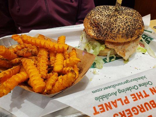 Grilled chicken + sweet potato fries