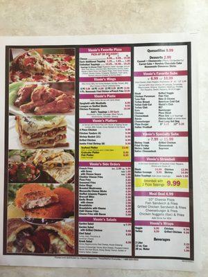 Restaurant menu