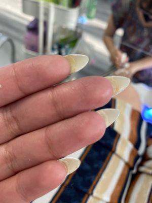 Natural nail was not shaved down.