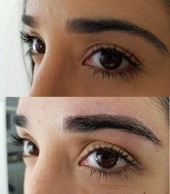 Lift and requested thicker shape created for delightful client with naturally dense brows.