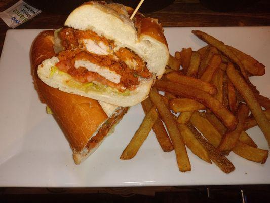 Buttermilk chicken sandwich with fries